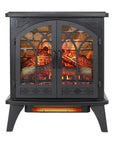 24" Black Metal Electric Fireplace With LED