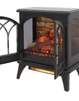 24" Black Metal Electric Fireplace With LED