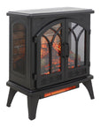 24" Black Metal Electric Fireplace With LED