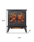 24" Black Metal Electric Fireplace With LED