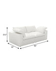 80" White Linen Blend Modular Loveseat and Toss Pillows