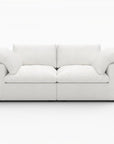 80" White Linen Blend Modular Loveseat and Toss Pillows