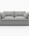 80" White Linen Blend Modular Loveseat and Toss Pillows