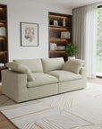 80" White Linen Blend Modular Loveseat and Toss Pillows