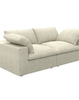 80" White Linen Blend Modular Loveseat and Toss Pillows