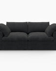 80" White Linen Blend Modular Loveseat and Toss Pillows