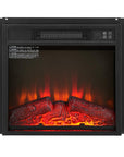18" Black Metal Electric Fireplace Insert With LED