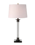 Set of Two 30" Black Table Lamps With Drum Shades