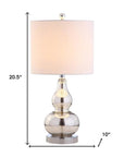 Set of Two 21" Silver Gourd Table Lamps With Drum Shades