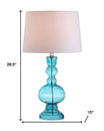 Set of Two 29" Blue Urn Table Lamps With Drum Shades