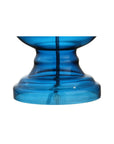 Set of Two 29" Blue Curved Body Glass Table Lamps With Drum Shades