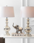 Set of Two 29" Silver Novelty Table Lamps With Drum Shades