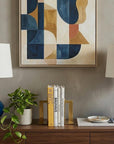 Set of Two 25" Gold Novelty Table Lamps With Drum Shades