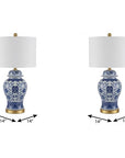 Set of Two 25" Gold Novelty Table Lamps With Globe Shades