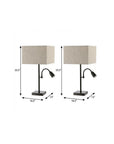 Set of Two 26" Antiqued Bronze Swing Arm Table Lamps With Square Shades