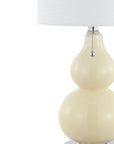 Set of Two 22" Silver Gourd Table Lamps With Drum Shades