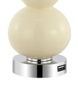 Set of Two 22" Silver Gourd Table Lamps With Drum Shades