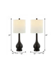 Set of Two 24" Antiqued Bronze Gourd Table Lamps With Drum Shades