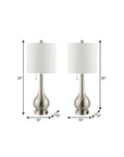 Set of Two 24" Nickel Gourd Table Lamps With Drum Shades
