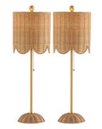 Set of Two 28" Brown Table Lamps With Drum Shades