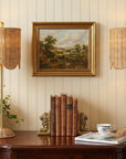 Set of Two 28" Brown Table Lamps With Drum Shades