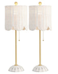 Set of Two 28" White Table Lamps With Drum Shades
