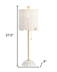 Set of Two 28" White Table Lamps With Drum Shades