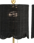 Set of Two 28" Black Table Lamps With Drum Shades