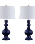Set of Two 29" Blue Novelty Table Lamps With Drum Shades
