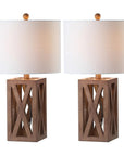 Set of Two 22" Brown Table Lamps With Drum Shades