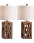 Set of Two 22" Brown Table Lamps With Drum Shades
