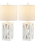 Set of Two 22" White Table Lamps With Drum Shades