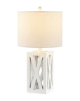 Set of Two 22" White Table Lamps With Drum Shades