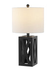 Set of Two 22" Black Table Lamps With Drum Shades