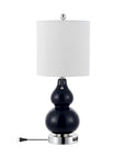 Set of Two 22" Silver Gourd Table Lamps With Drum Shades