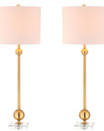 Set of Two 35" Clear And Brass Table Lamps With Drum Shades
