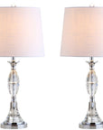 Set of Two 26" Clear And Silver Novelty Table Lamps With Drum Shades