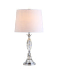 Set of Two 26" Clear And Silver Novelty Table Lamps With Drum Shades