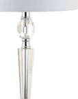 Set of Two 27" Clear And Silver Bedside Lamps With Drum Shades