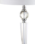 Set of Two 31" Clear And Silver Table Lamps With Drum Shades