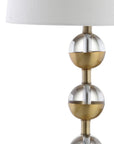 Set of Two 28" Gold Round Bedside Lamps With Drum Shades