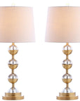 Set of Two 28" Gold Round Bedside Lamps With Drum Shades
