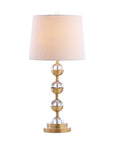 Set of Two 28" Gold Round Bedside Lamps With Drum Shades