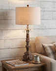 34" Brown Novelty Table Lamp With Drum Shade