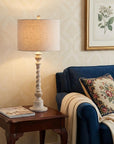 33" White Table Lamp With Drum Shade
