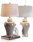 Set of Two 27" Clear Novelty Bedside Lamps With Empire Shades