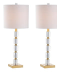 Set of Two 29" Clear And Brass Novelty Table Lamps With Drum Shades