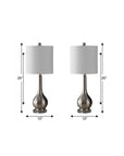 Set of Two 25" Clear Gourd Table Lamps With Drum Shades