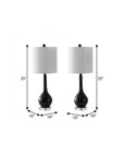 Set of Two 25" Black And Clear Gourd Table Lamps With Drum Shades