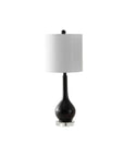 Set of Two 25" Black And Clear Gourd Table Lamps With Drum Shades